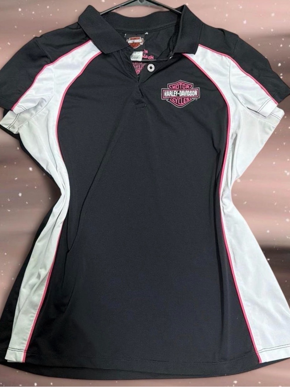 Harley-Davidson Black Polo with Pink Embroidery